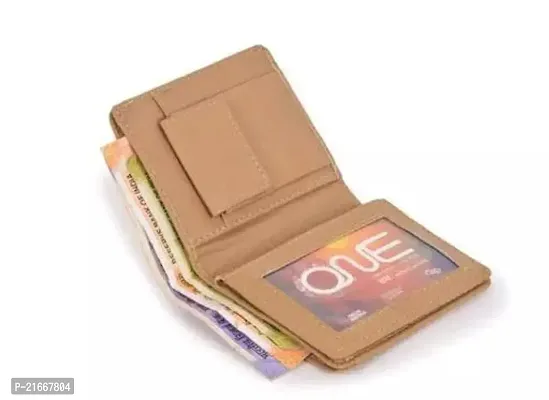 Designer Beige Leatherette Solid Wallet For Men-thumb0