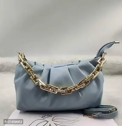 Stylish Blue PU Solid Sling Bag For Women