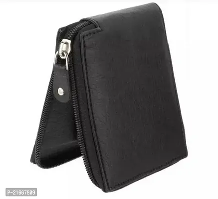 Designer Black Leatherette Textured Wallet For Men-thumb0