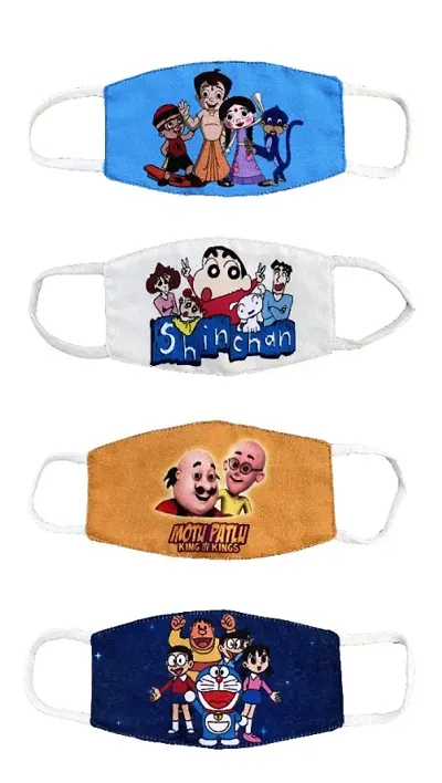 Multicoloured pure Cotton Cartoon washable Masks for Kids