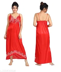 2PC NIGHTY WITH ROBE  FOR WOMAN SPECIALLY DESIGNED FOR HONEYMOON AND DAILY WEAR IN RED COLOR ITS GIVES U A FREEDOM FROM HEAVY REHANGAS AND HEAVY SAREES-thumb1