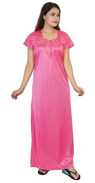 Women Night Dress Satin Maxi Nighty Night Dress Without Inner