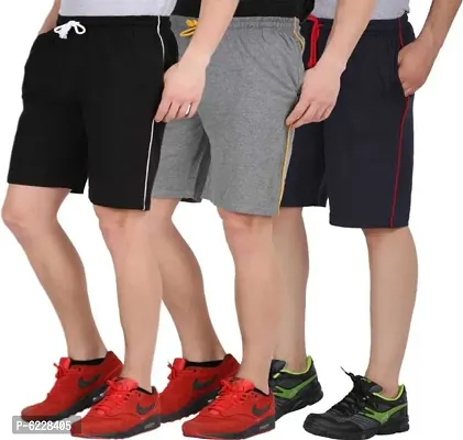 Solid Men Dark Blue, Black, Grey Sports Shorts-thumb0