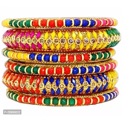 Elegant Multicoloured Glass American Diamond Bangles or Bracelets For Women Pack of 6