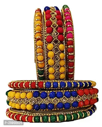 Elegant Multicoloured Glass American Diamond Bangles or Bracelets For Women Pack of 6