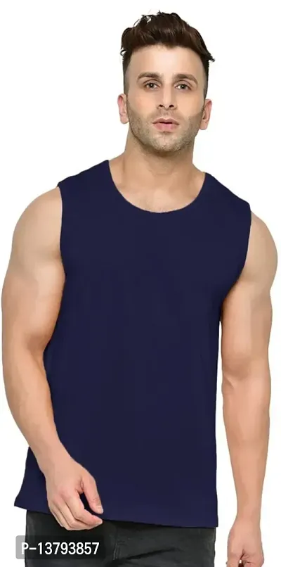 WHEY FIT BLUE POLYSTER SOLID GYMVEST FOR MAN PACK OF 2