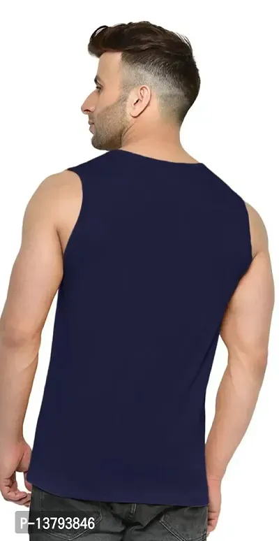 WHEY FIT BLUE POLYSTER SOLID GYMVEST FOR MAN-thumb2