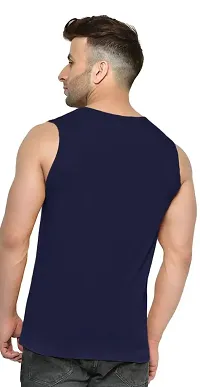 WHEY FIT BLUE POLYSTER SOLID GYMVEST FOR MAN-thumb1