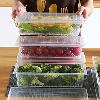 Fridge Storage Boxes (Pack of 6), Fridge Organizer with Removable Drain Plate Fridge Storage Containers Keeps Fruits, Vegetables, Meat, Fish Fresh Longer 1500 ML Container Box-thumb2