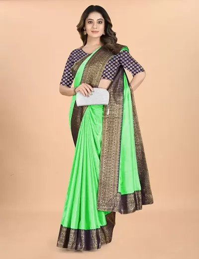 Stylish Pure Silk Saree With Blouse Piece For Women