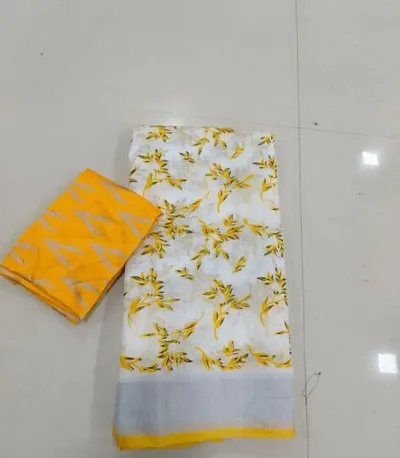 Chanderi Cotton Printed Sarees with Blouse Piece