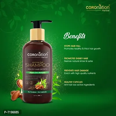 COROnation Herbal Anti Hair Fall Shampoo with Argan Oil  Bhringraj - 300 ml-thumb2