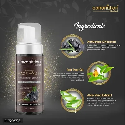 COROnation Herbal Activated Charcoal Foaming Face Wash - 160 ml-thumb2