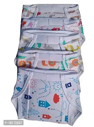 Cuckoos Baby Boy's & Girl's Cotton Hosiery Padded Nappies, Nappy, Langot Washable Reusable Cotton Diaper Nappy Pack of 5 (3-6 Months)-thumb0