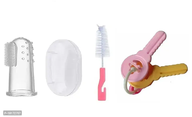 Gilli Shopee Baby Tongue Cleaner Flexiable soft Baby Finger Brush Silicone , Baby Toothbrush , baby Oral Brush With Box And Cleaning Brush (White)
