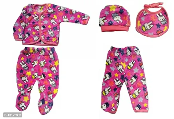 Gilli ShopeeNew Born Baby Winter Wear Keep Warm Cartoon Printing Baby Clothes 5Pcs Sets Baby Boys Girls Unisex Baby Fleece/Falalen Suit Infant Clothes