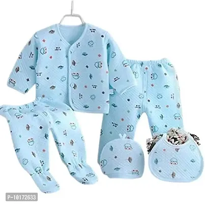 Gilli Shopee New Born Baby Winter Wear Keep Warm Cartoon Printing Baby Clothes 5Pcs Sets Baby Boys Girls Unisex Baby Fleece/Falalen Suit Infant Clothes