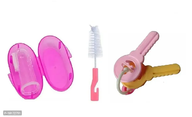 Gilli Shopee Baby Tongue Cleaner Flexiable soft Baby Finger Brush Silicone , Baby Toothbrush , baby Oral Brush With Box And Cleaning Brush (Pink)-thumb0