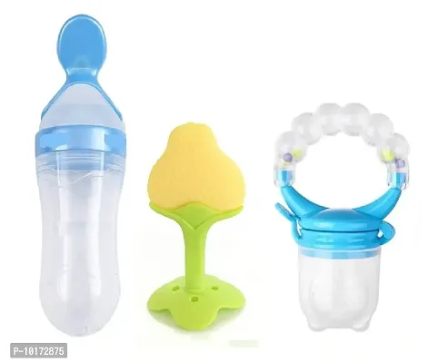Gilli Shopee Baby Cerelac Rice Paste Milk Cereal Bottle Food Feeder & Baby Fruit Nibbler & Silicone Teether for 6 to 12 Months Baby (Combo Save Pack) (Multi-23)
