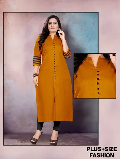 Women Plus Size Cotton Blend Solid Straight Kurtas