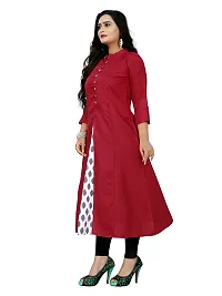 Women's Casual Ruby Cotton Front Slit Kurti Red-thumb2