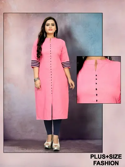 Women Plus Size Cotton Blend Solid Straight Kurtas