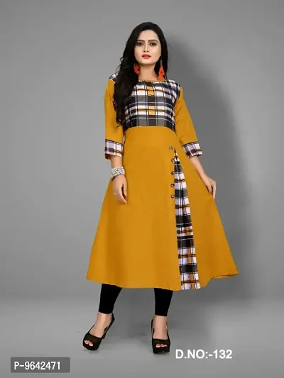 Beautiful Cotton Blend Checked Kurta For Women-thumb0