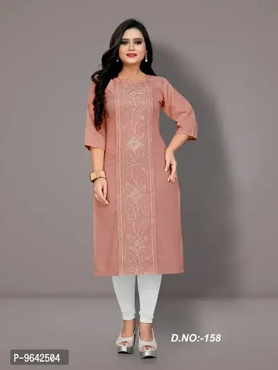 Beautiful Cotton Blend Embroidered Kurta For Women