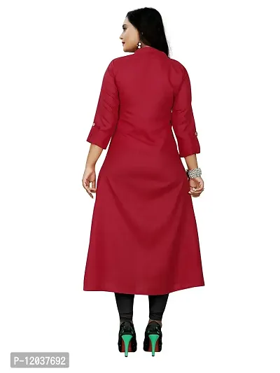 Women's Casual Ruby Cotton Front Slit Kurti Red-thumb2