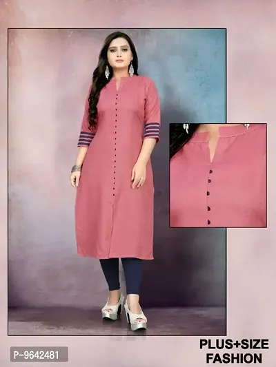 Beautiful Cotton Blend Solid Kurta For Women-thumb0