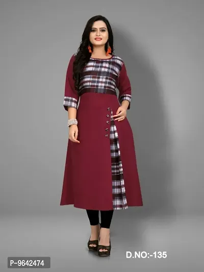 Beautiful Cotton Blend Checked Kurta For Women-thumb0