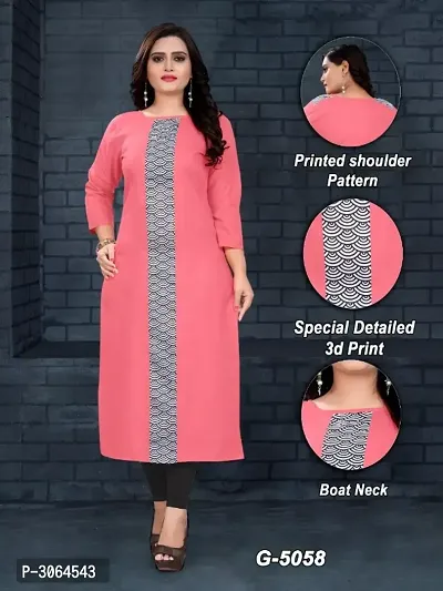 Pink Cotton Printed Kurtas For Women