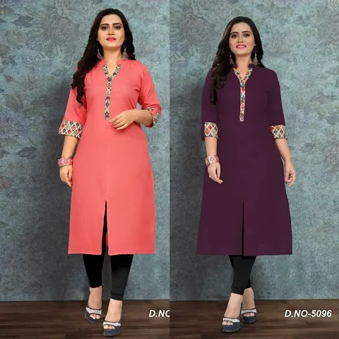 Elegant Cotton Solid Straight Kurta Combo