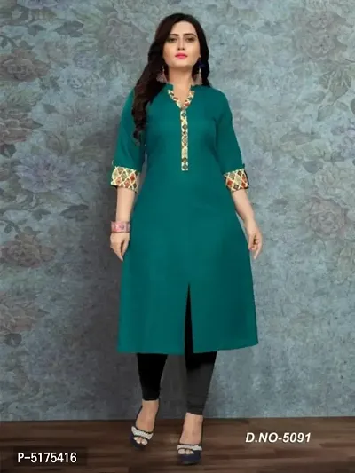 Elegant Olive Cotton Printed Summer Kurta For Women-thumb0