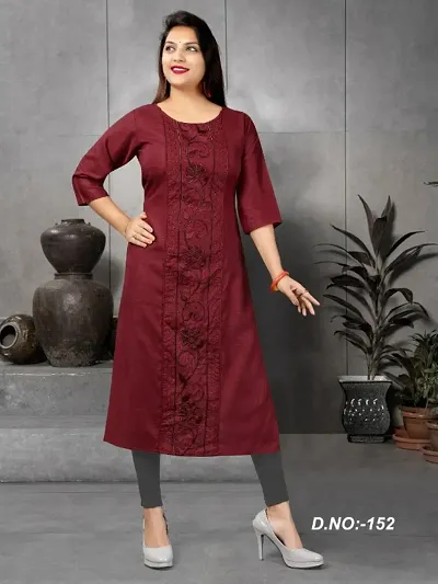 Stylish Embroidered Round Neck Kurta For Women- Pack Of 1