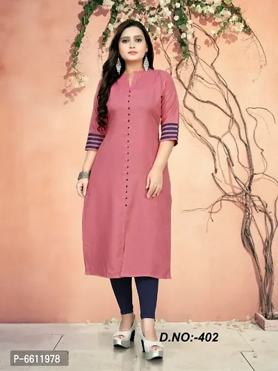 New Launched Self Design Cotton Chinese Neck Kurtis For Women-thumb0