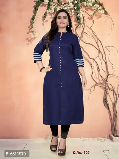 New Launched Self Design Cotton Chinese Neck Kurtis For Women-thumb0