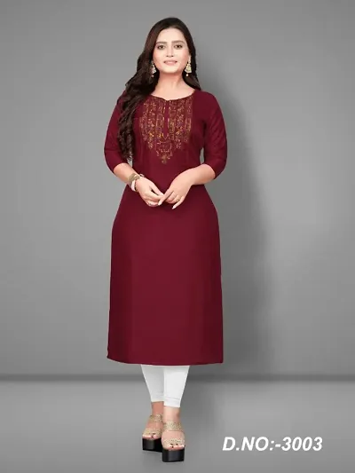 Stylish Rayon Bottle Embroidered Kurta For Women- Pack Of 1