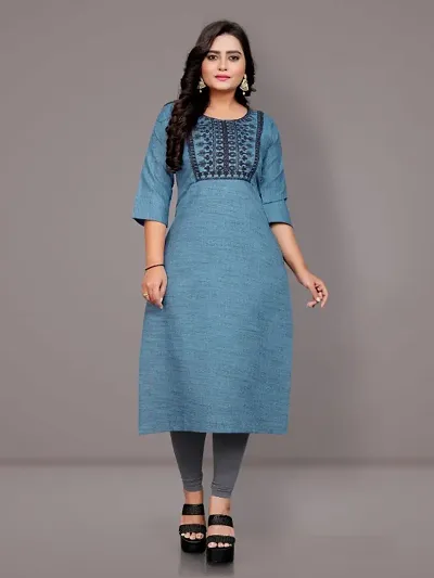 Trendy Cotton Blend Embroidered Kurti