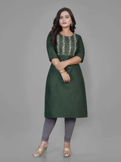 Stylish Cotton Embroidery Straight Kurtis