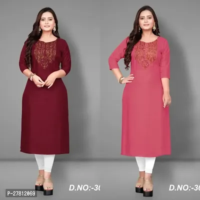 Rayon Embroidery Straight Kurtis Combo