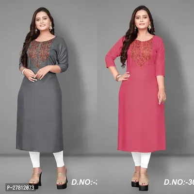 Rayon Embroidery Straight Kurtis Combo