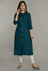 Stylish A-Line Blue Solid Rayon Kurta-thumb1