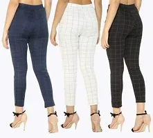 4M Sales Women's Checkered Ankle Length Jegging | Blue-White-Black | Pack of 3-thumb1
