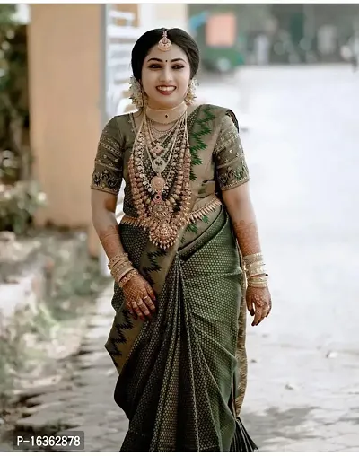 Stylish Fancy Banarasi Silk Saree With Blouse Piece For Women-thumb0