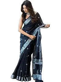 Womens Cotton Linen Transerant Silk Saree With Blouse Piece-thumb3