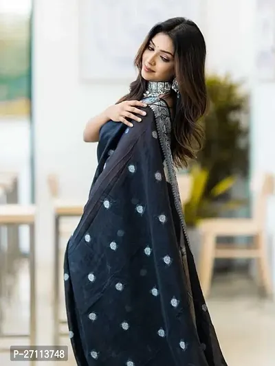 Womens Cotton Linen Transerant Silk Saree With Blouse Piece-thumb3