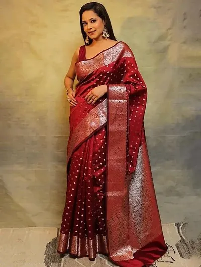 Stylish Silk Jacquard Saree With Blouse Piece For Women