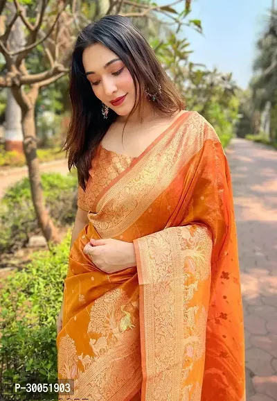 Beautiful Art Silk Jacquard Border Saree With Unstitched Running Blouse-thumb2