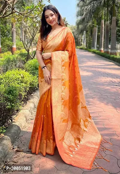 Beautiful Art Silk Jacquard Border Saree With Unstitched Running Blouse-thumb3